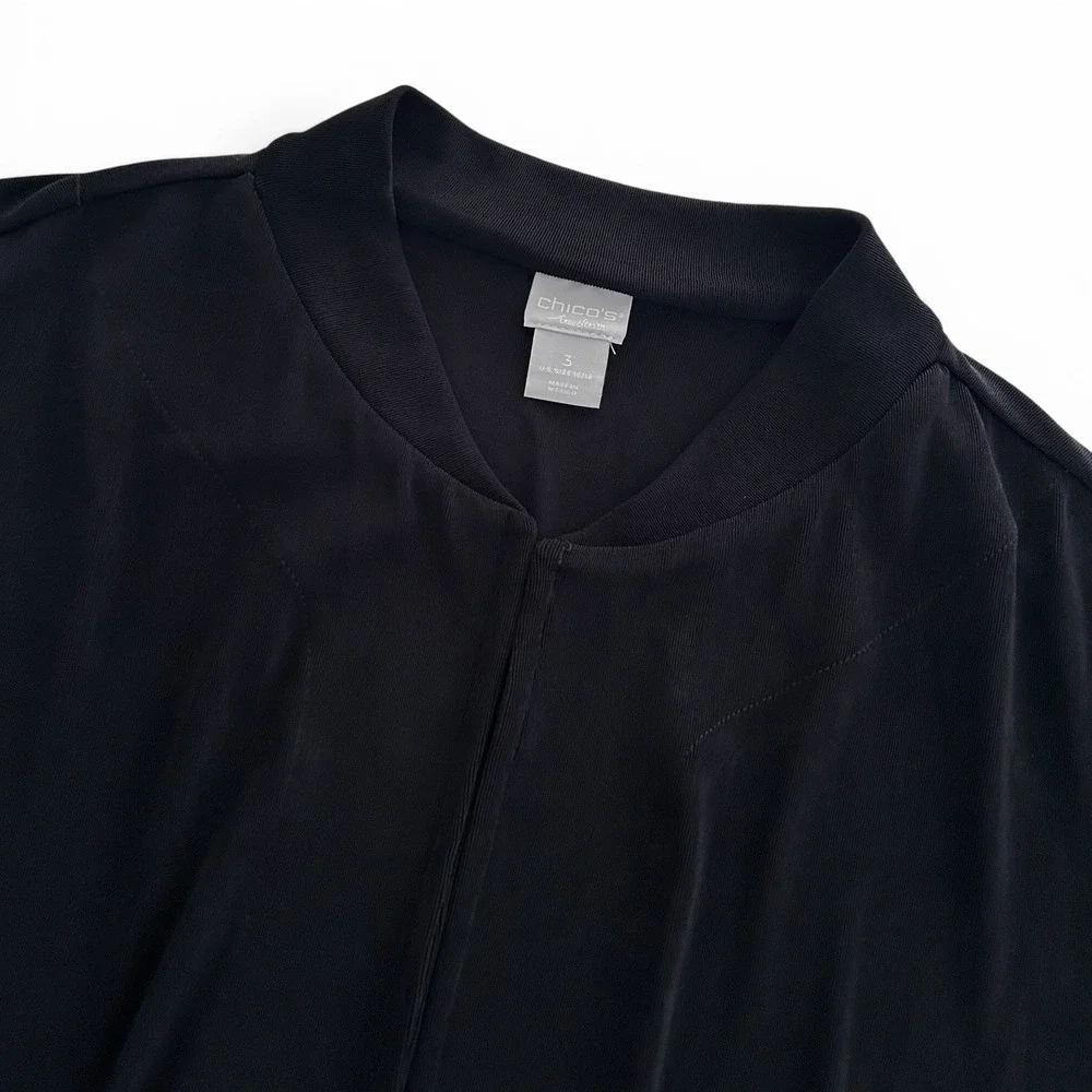Chico's Travelers Women's XL Black Size 3 Open Front Drawstring Cardigan NWOT